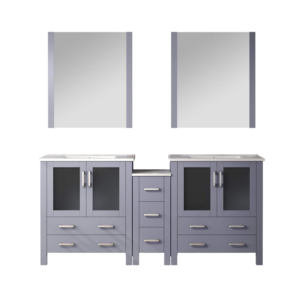Volez 72 in W x 18.25 in D Dark Grey Double Bath Vanity with Side Cabinet
