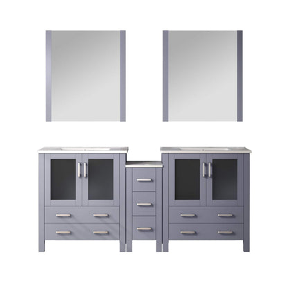 Volez 72 in W x 18.25 in D Dark Grey Double Bath Vanity with Side Cabinet