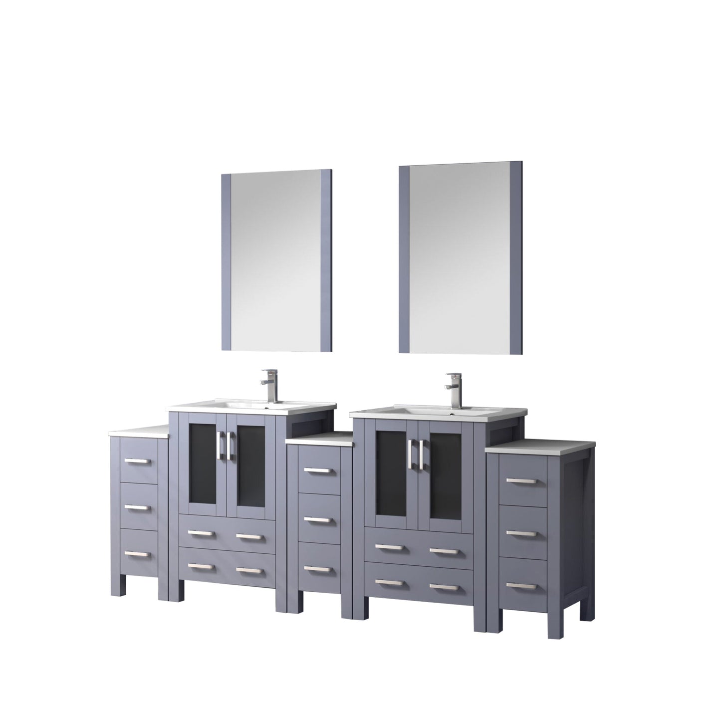 Volez 84 in W Dark Grey Double Bath Vanity with Side Cabinet