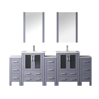 Volez 84 in W Dark Grey Double Bath Vanity with Side Cabinet