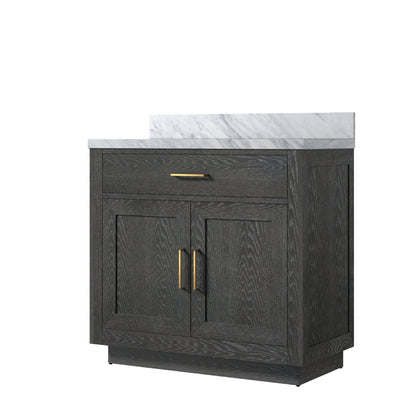Abbey 36 in W x 22 in D Black Oak Single Bath Vanity