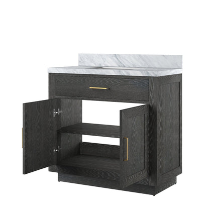 Abbey 36 in W x 22 in D Black Oak Single Bath Vanity