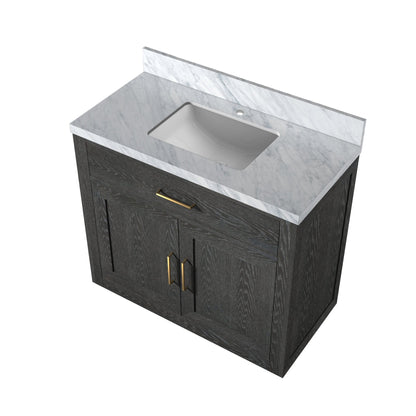 Abbey 36 in W x 22 in D Black Oak Single Bath Vanity