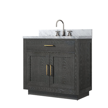 Abbey 36 in W x 22 in D Black Oak Single Bath Vanity