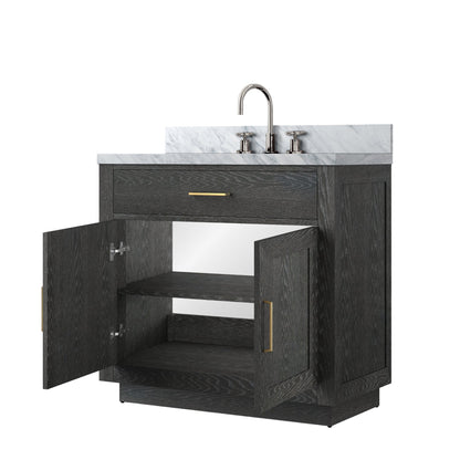 Abbey 36 in W x 22 in D Black Oak Single Bath Vanity