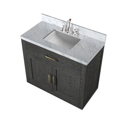 Abbey 36 in W x 22 in D Black Oak Single Bath Vanity