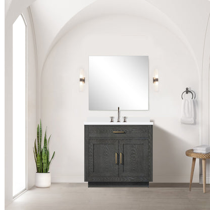 Abbey 36 in W x 22 in D Black Oak Single Bath Vanity
