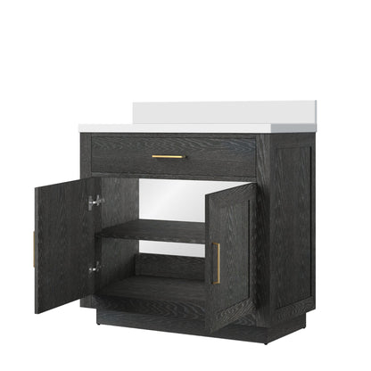Abbey 36 in W x 22 in D Black Oak Single Bath Vanity