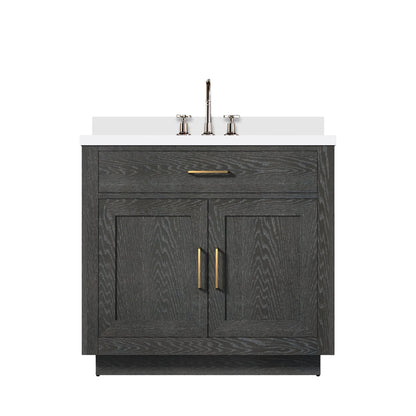 Abbey 36 in W x 22 in D Black Oak Single Bath Vanity