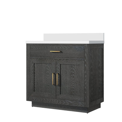 Abbey 36 in W x 22 in D Black Oak Single Bath Vanity