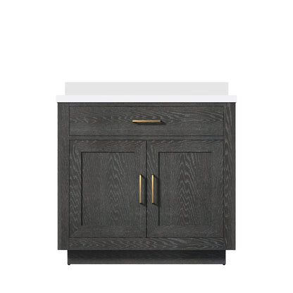 Abbey 36 in W x 22 in D Black Oak Single Bath Vanity
