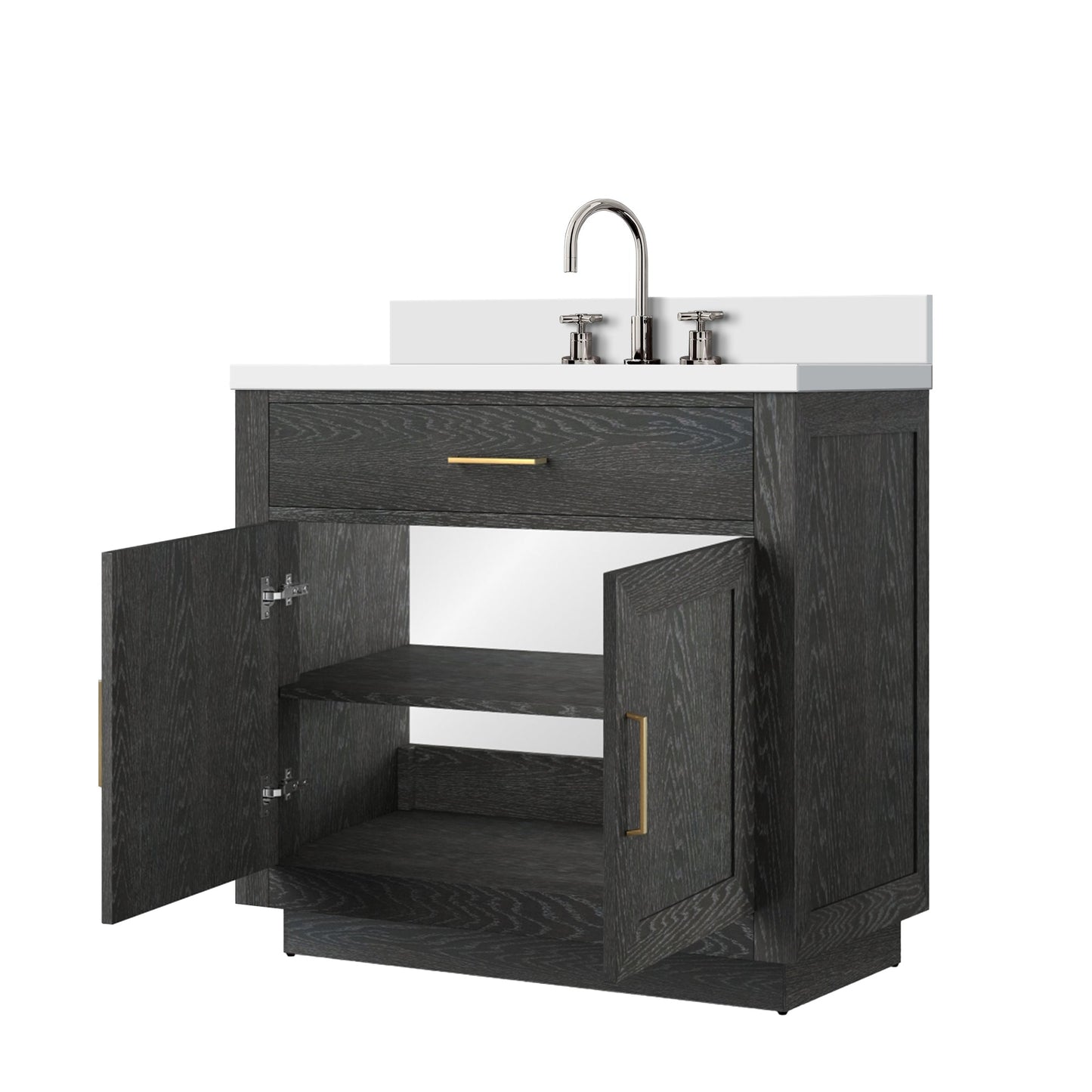 Abbey 36 in W x 22 in D Black Oak Single Bath Vanity