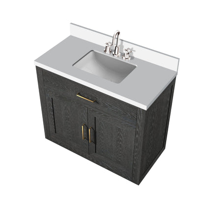 Abbey 36 in W x 22 in D Black Oak Single Bath Vanity