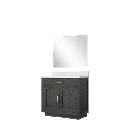 Abbey 36 in W x 22 in D Black Oak Single Bath Vanity