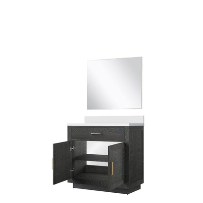 Abbey 36 in W x 22 in D Black Oak Single Bath Vanity