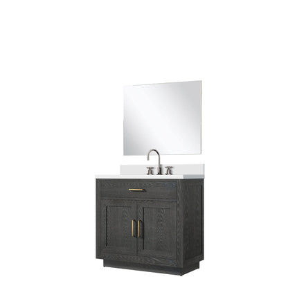 Abbey 36 in W x 22 in D Black Oak Single Bath Vanity