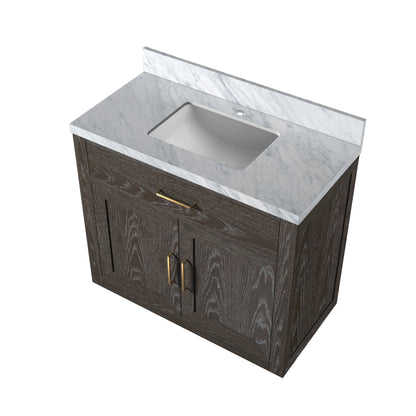 Abbey 36 in W x 22 in D Brown Oak Single Bath Vanity