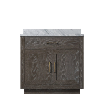 Abbey 36 in W x 22 in D Brown Oak Single Bath Vanity