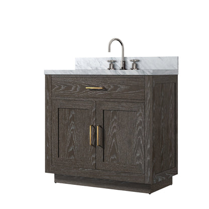 Abbey 36 in W x 22 in D Brown Oak Single Bath Vanity