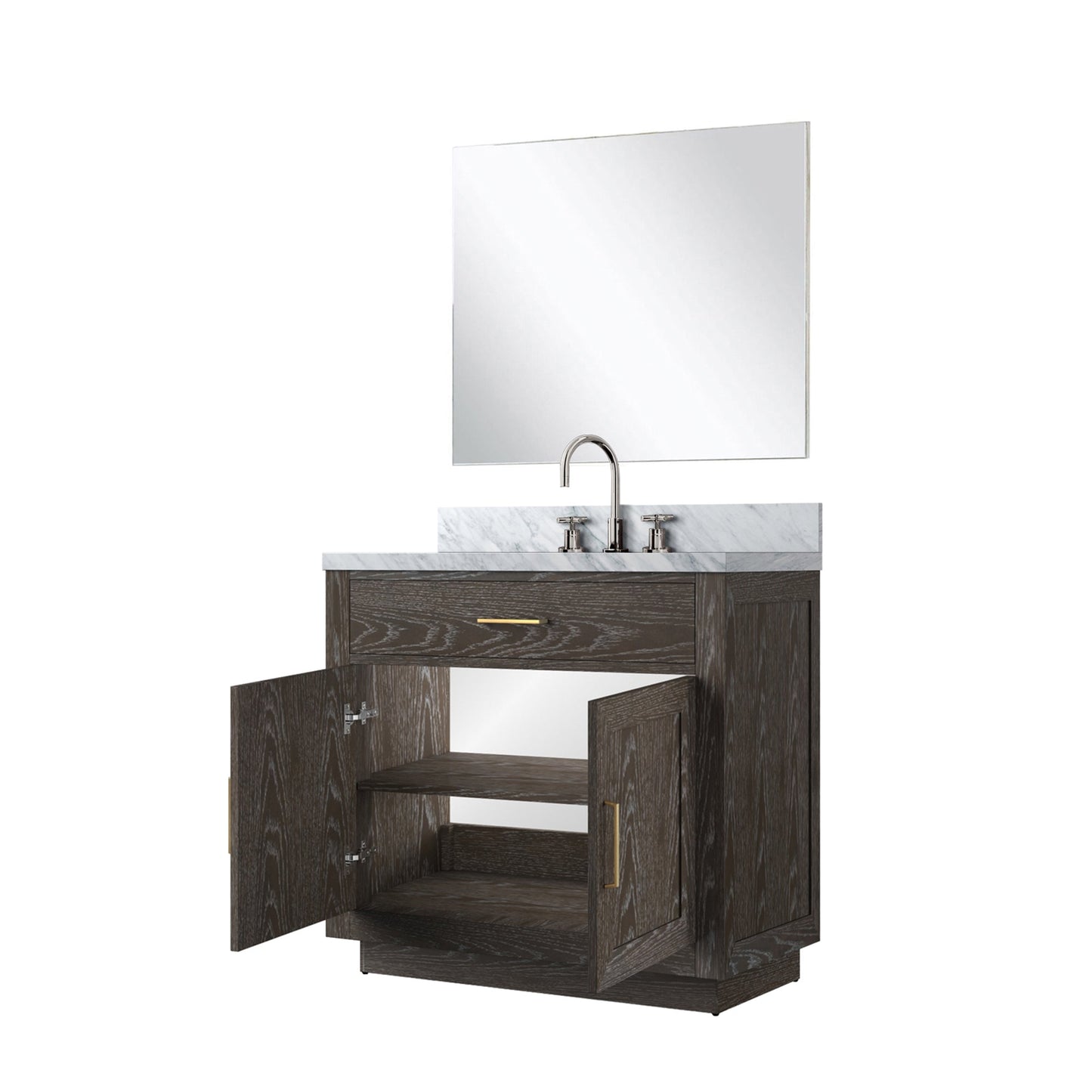 Abbey 36 in W x 22 in D Brown Oak Single Bath Vanity