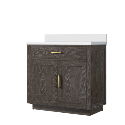 Abbey 36 in W x 22 in D Brown Oak Single Bath Vanity