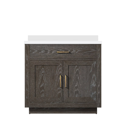 Abbey 36 in W x 22 in D Brown Oak Single Bath Vanity