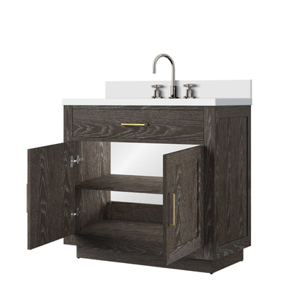 Abbey 36 in W x 22 in D Brown Oak Single Bath Vanity