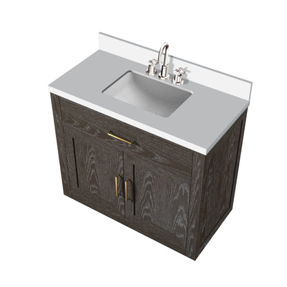 Abbey 36 in W x 22 in D Brown Oak Single Bath Vanity