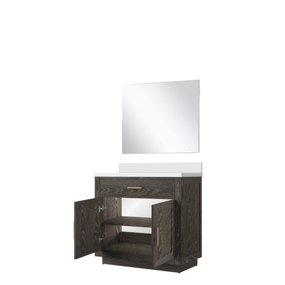 Abbey 36 in W x 22 in D Brown Oak Single Bath Vanity