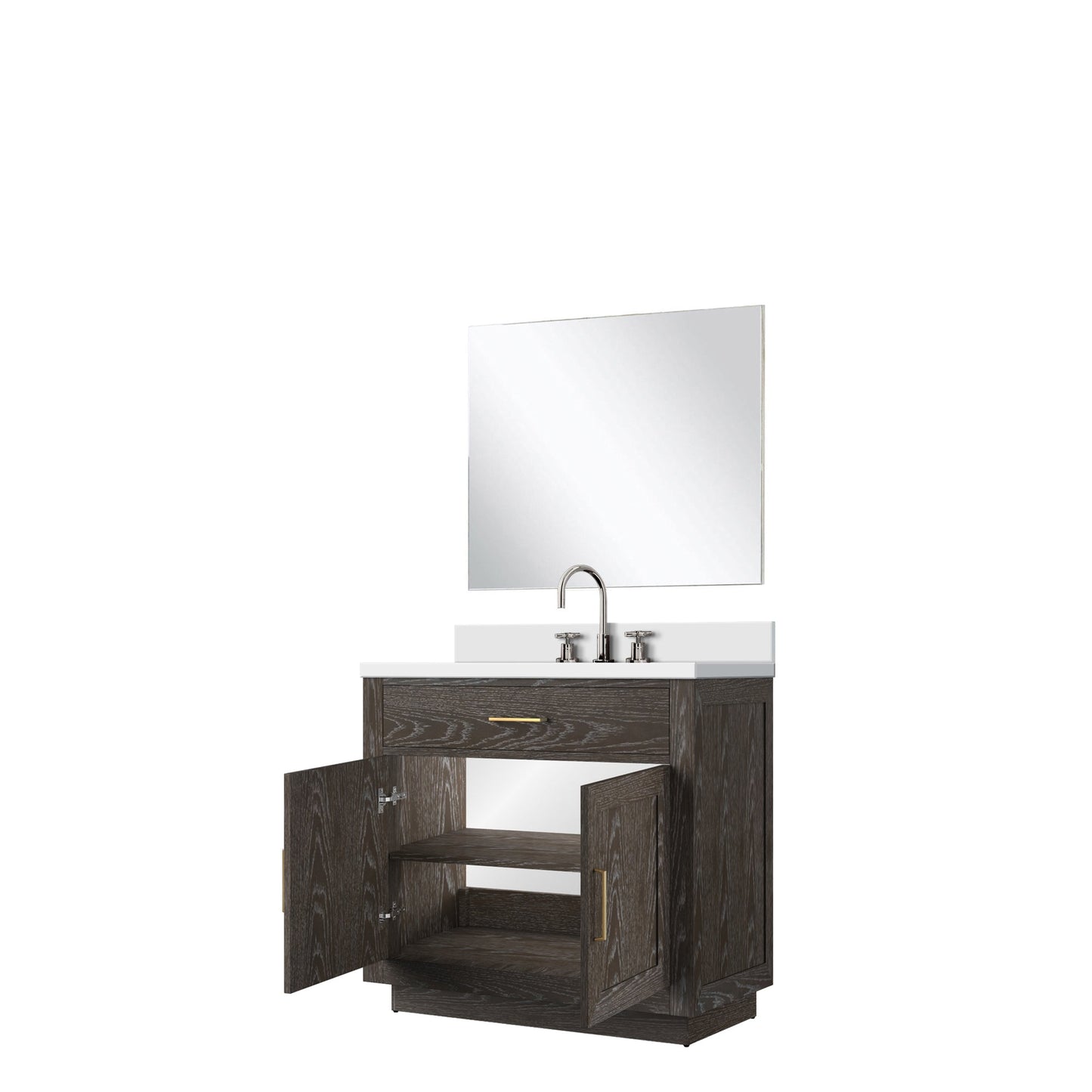Abbey 36 in W x 22 in D Brown Oak Single Bath Vanity
