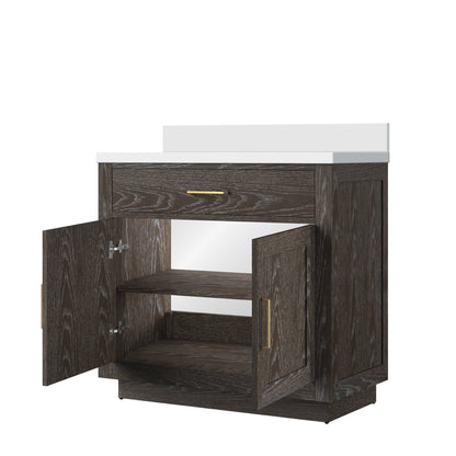 Abbey 36 in W x 22 in D Brown Oak Single Bath Vanity