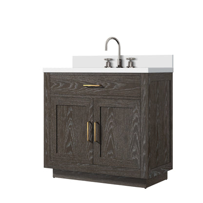 Abbey 36 in W x 22 in D Brown Oak Single Bath Vanity