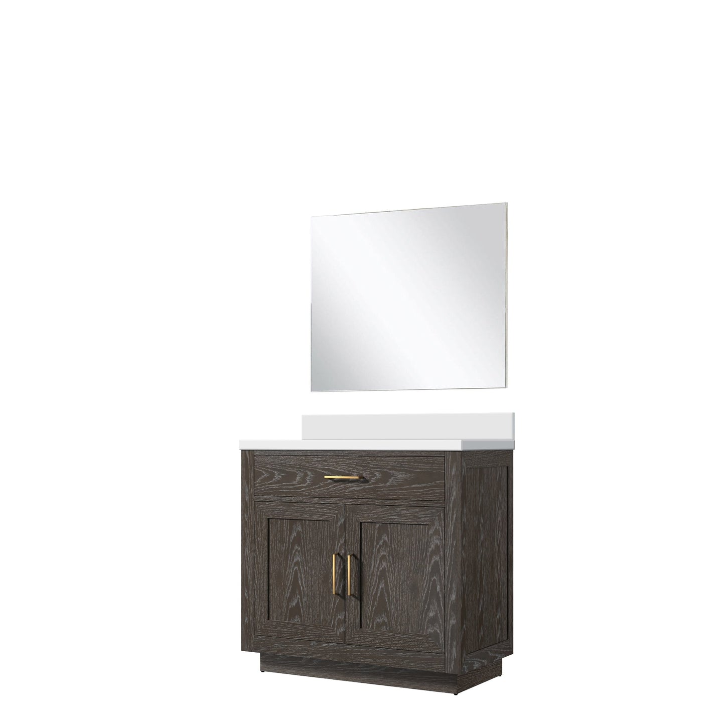 Abbey 36 in W x 22 in D Brown Oak Single Bath Vanity