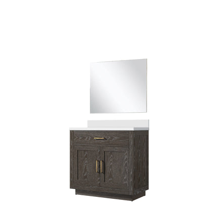 Abbey 36 in W x 22 in D Brown Oak Single Bath Vanity
