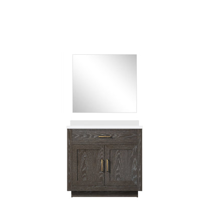 Abbey 36 in W x 22 in D Brown Oak Single Bath Vanity