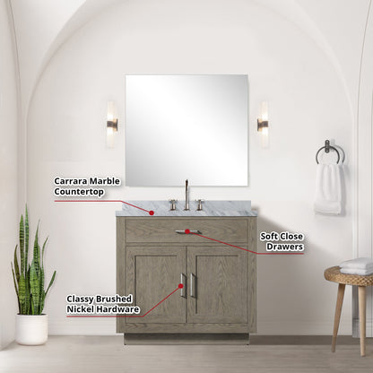 Abbey 36 in W x 22 in D Grey Oak Single Bath Vanity