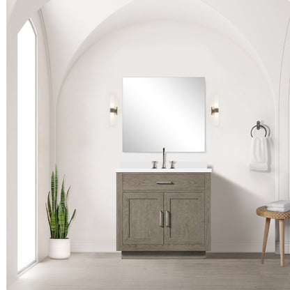 Abbey 36 in W x 22 in D Grey Oak Single Bath Vanity