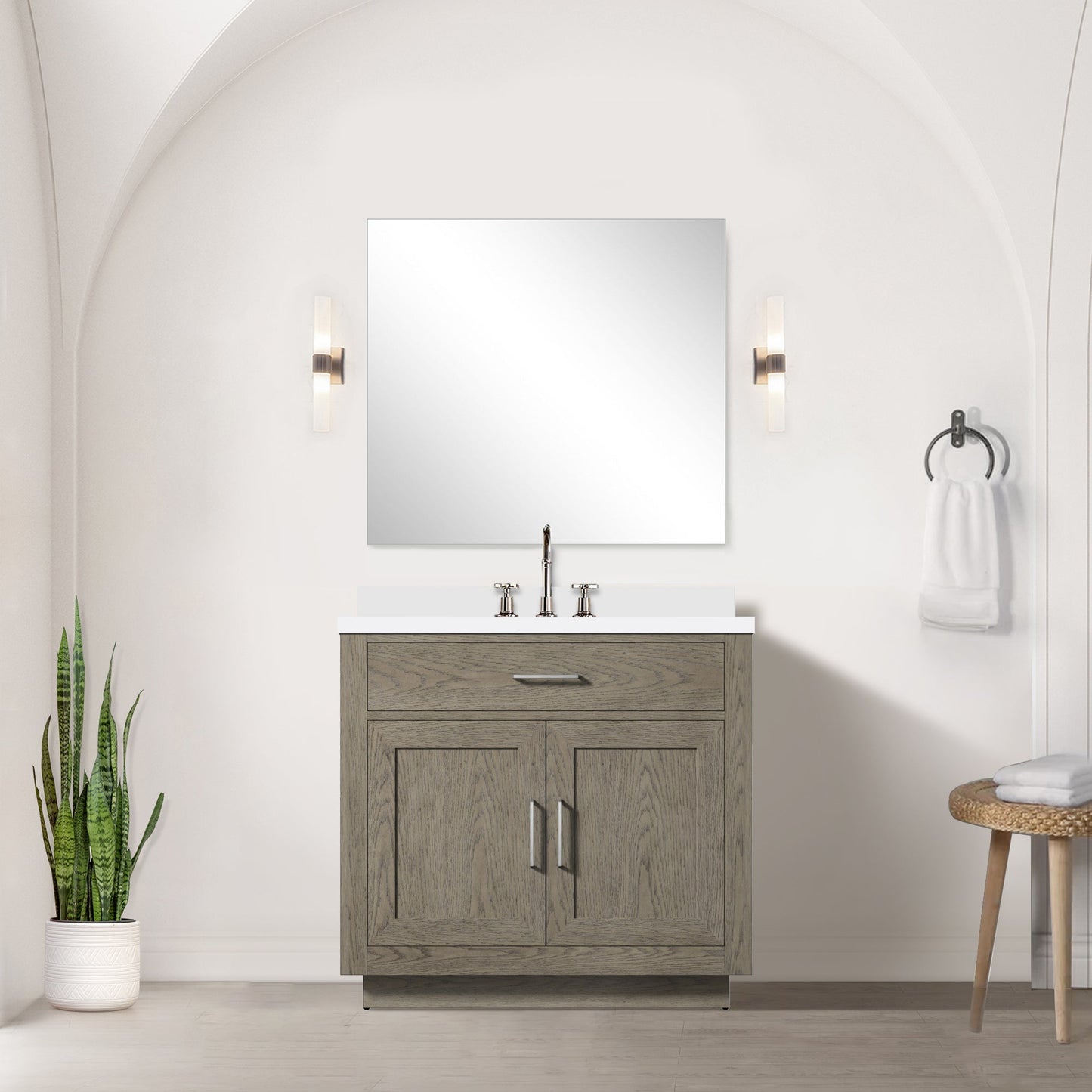 Abbey 36 in W x 22 in D Grey Oak Single Bath Vanity