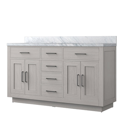 Abbey 60 in W x 22 in D White Oak Double Bath Vanity