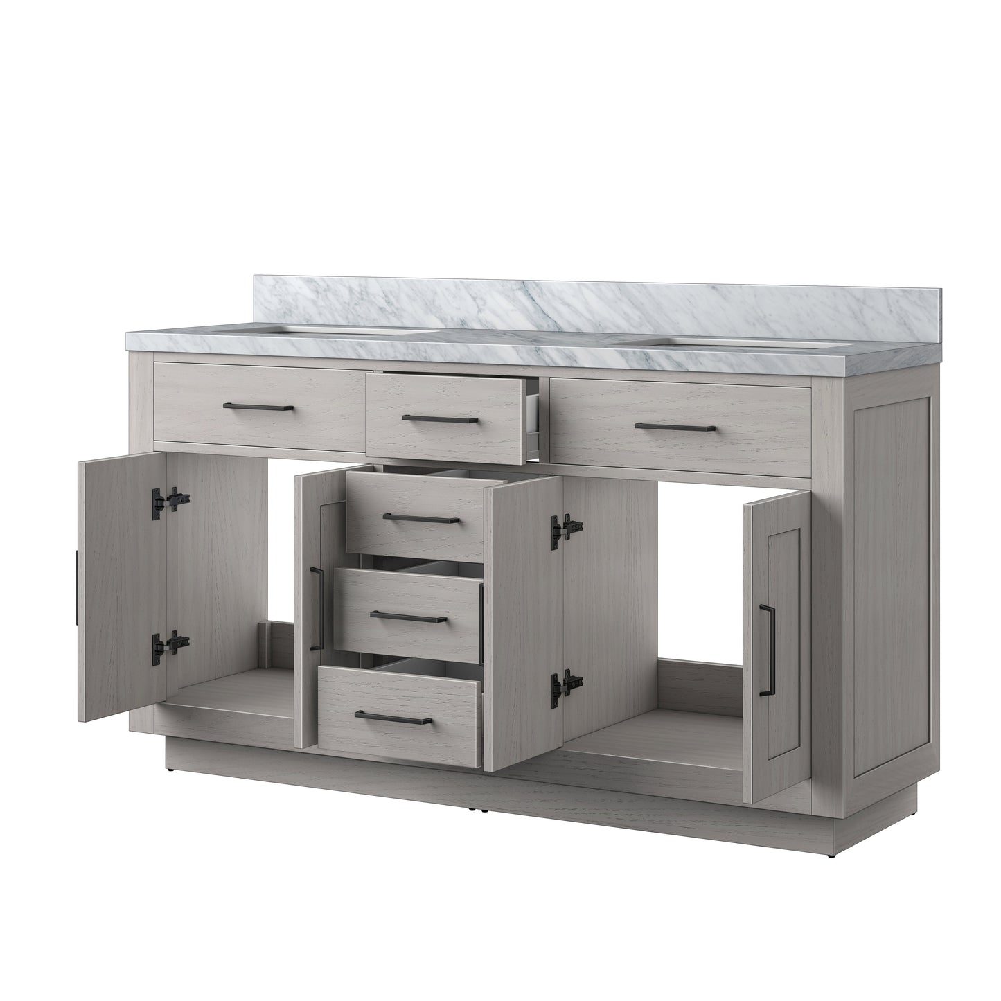 Abbey 60 in W x 22 in D White Oak Double Bath Vanity