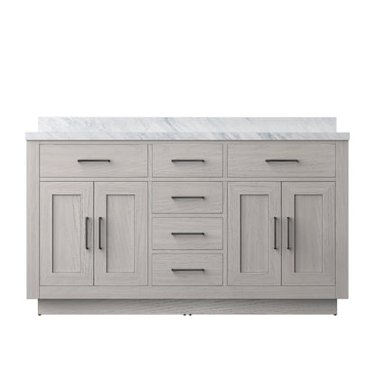 Abbey 60 in W x 22 in D White Oak Double Bath Vanity