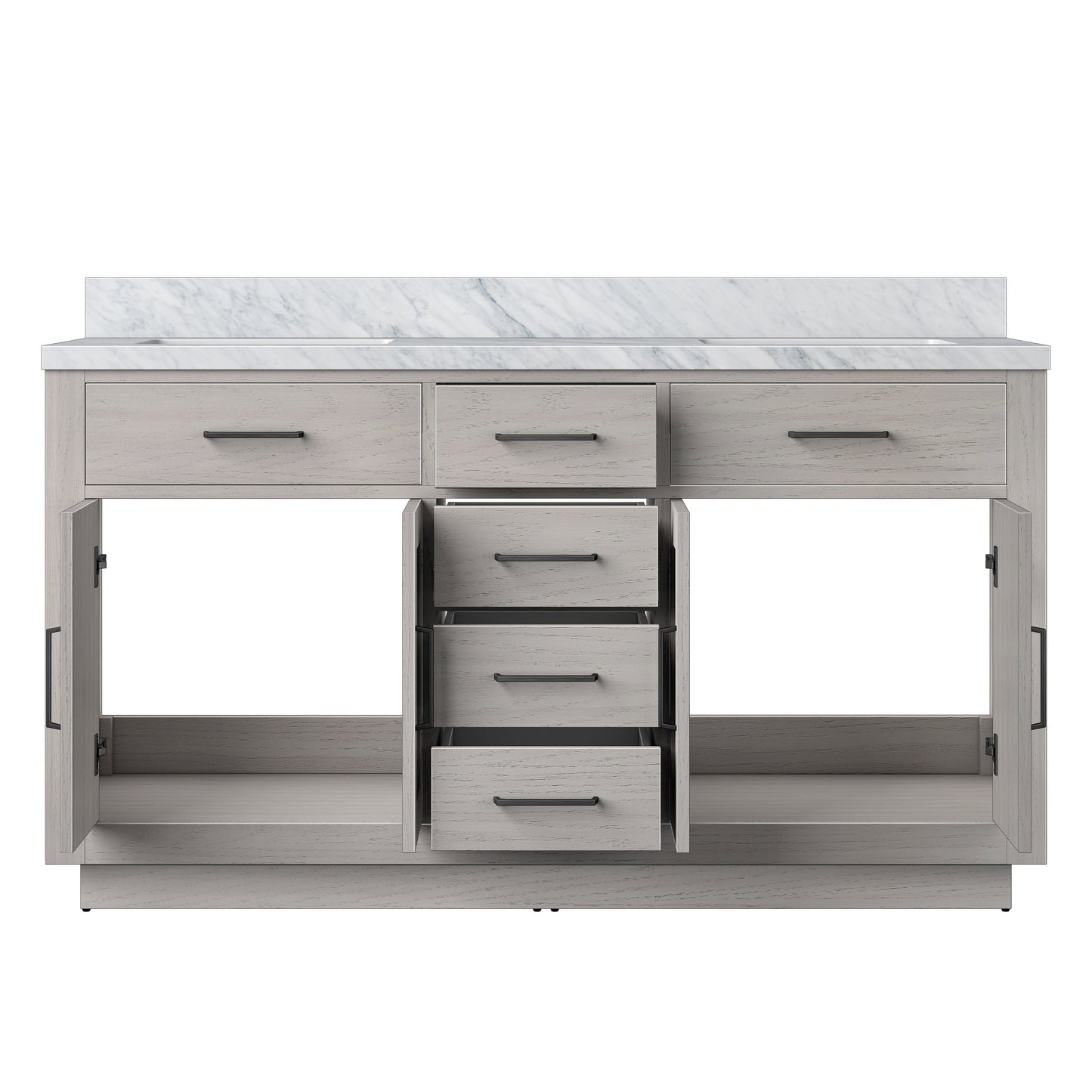 Abbey 60 in W x 22 in D White Oak Double Bath Vanity