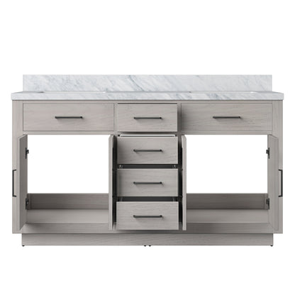 Abbey 60 in W x 22 in D White Oak Double Bath Vanity