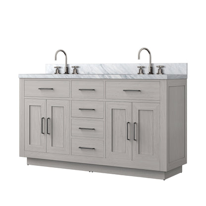 Abbey 60 in W x 22 in D White Oak Double Bath Vanity