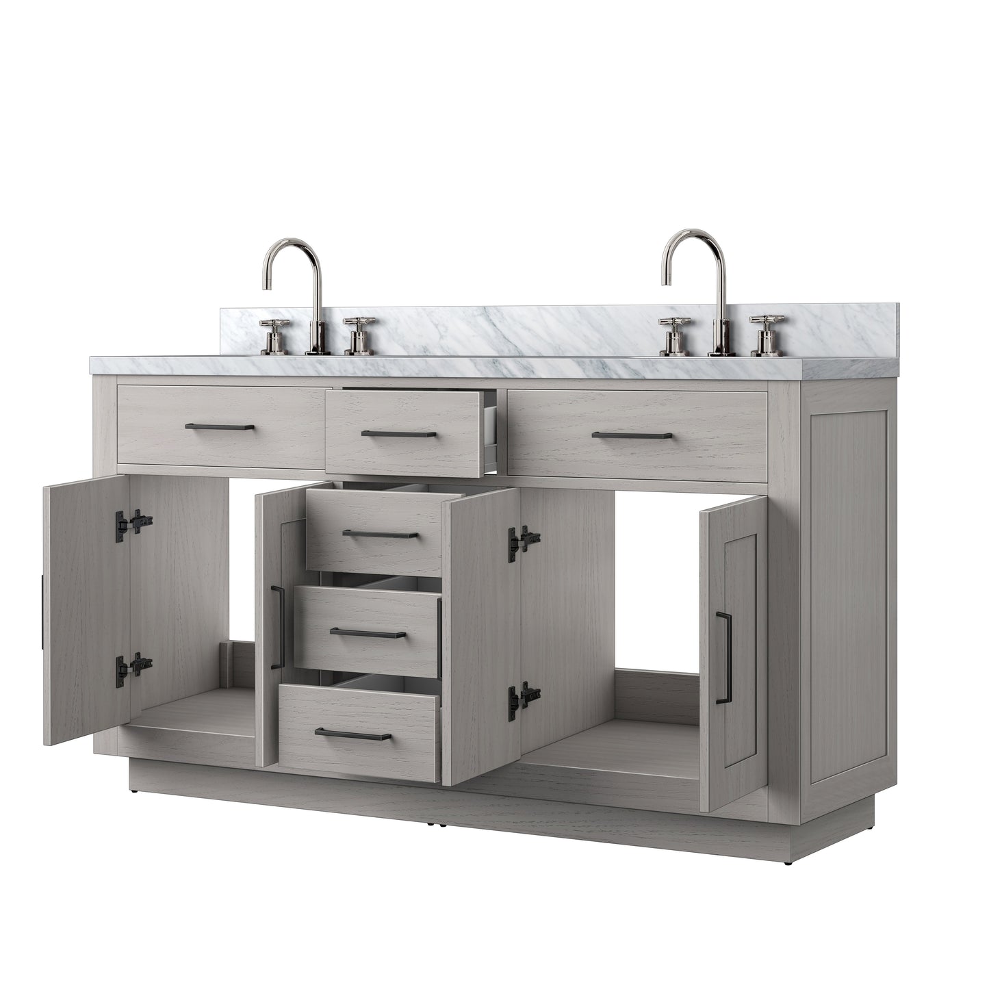 Abbey 60 in W x 22 in D White Oak Double Bath Vanity