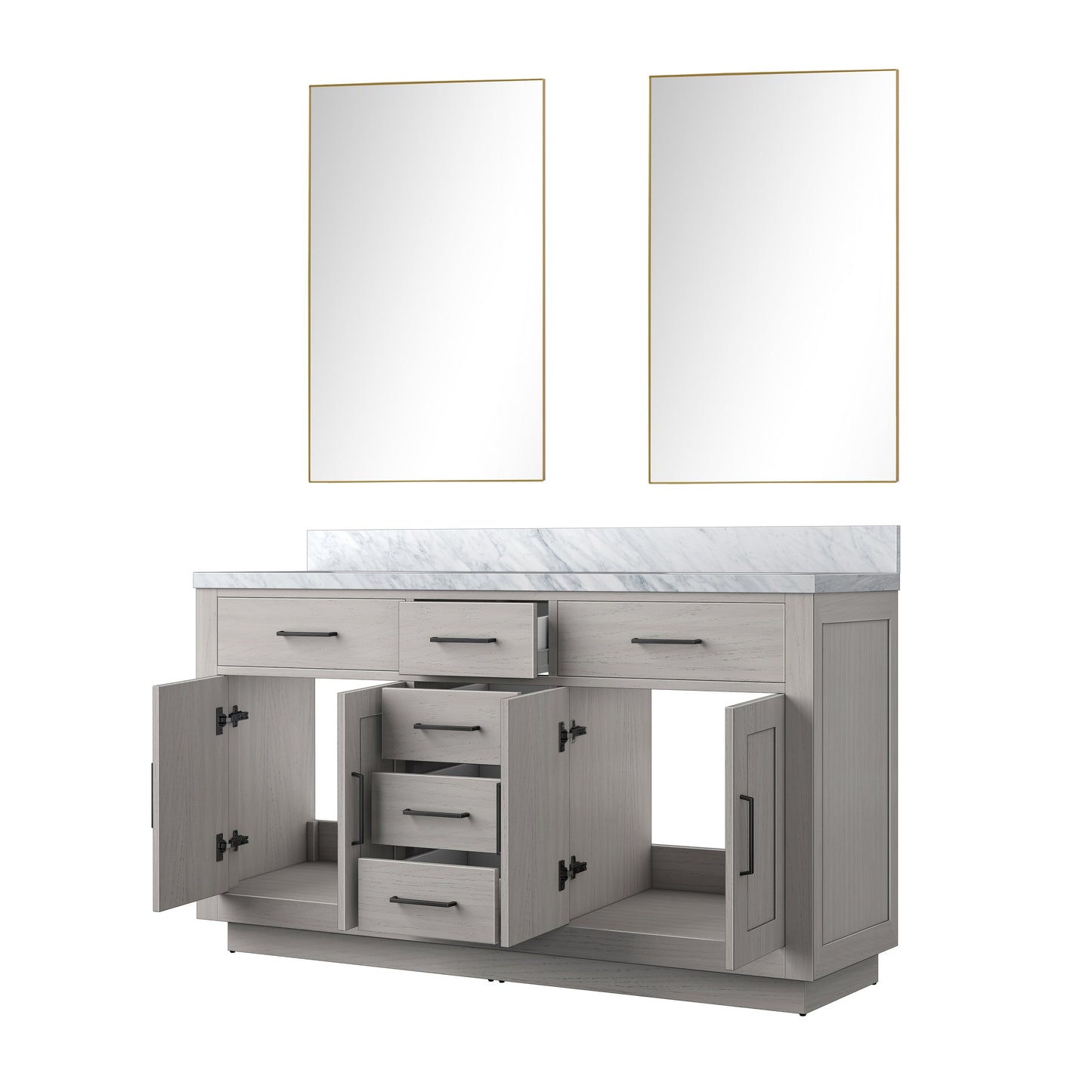 Abbey 60 in W x 22 in D White Oak Double Bath Vanity