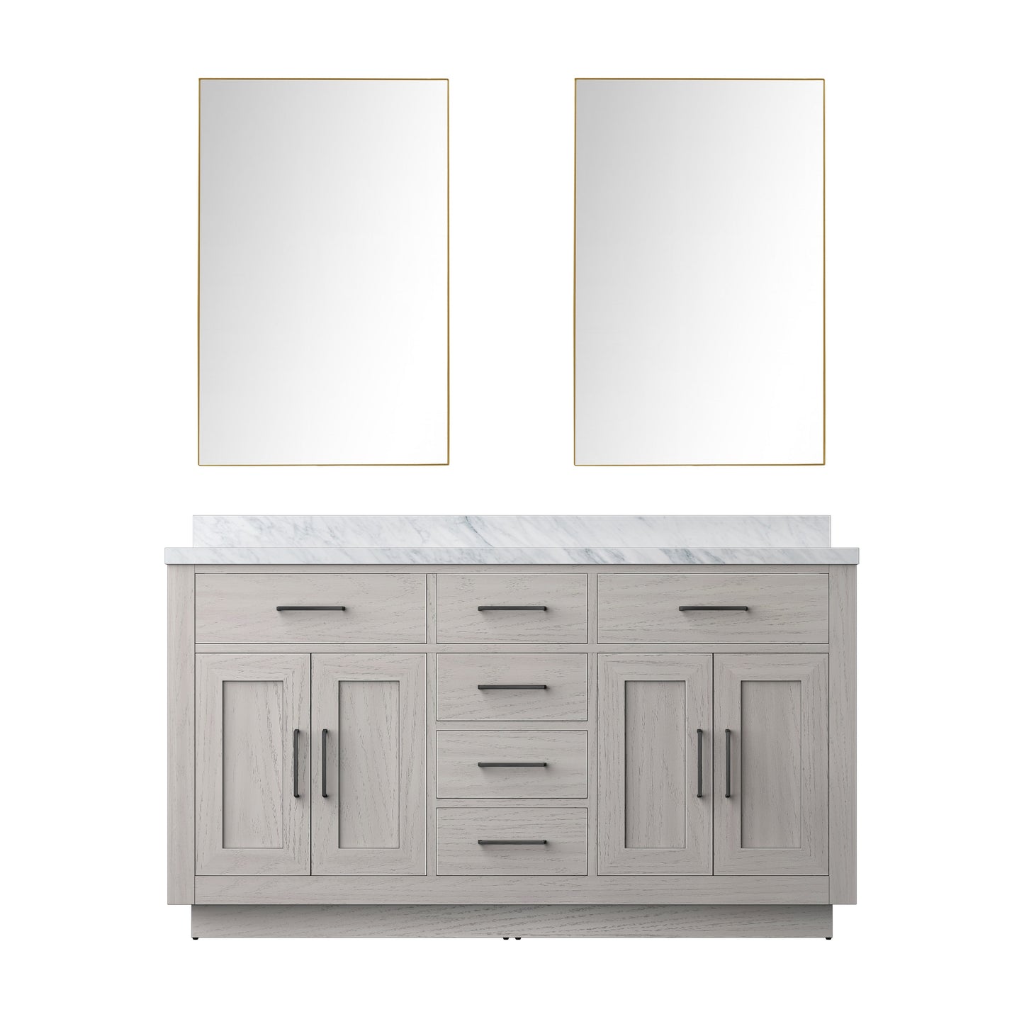 Abbey 60 in W x 22 in D White Oak Double Bath Vanity