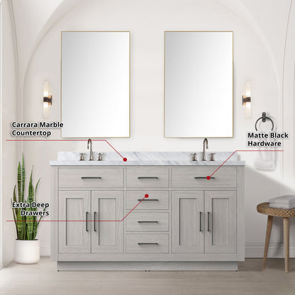 Abbey 60 in W x 22 in D White Oak Double Bath Vanity