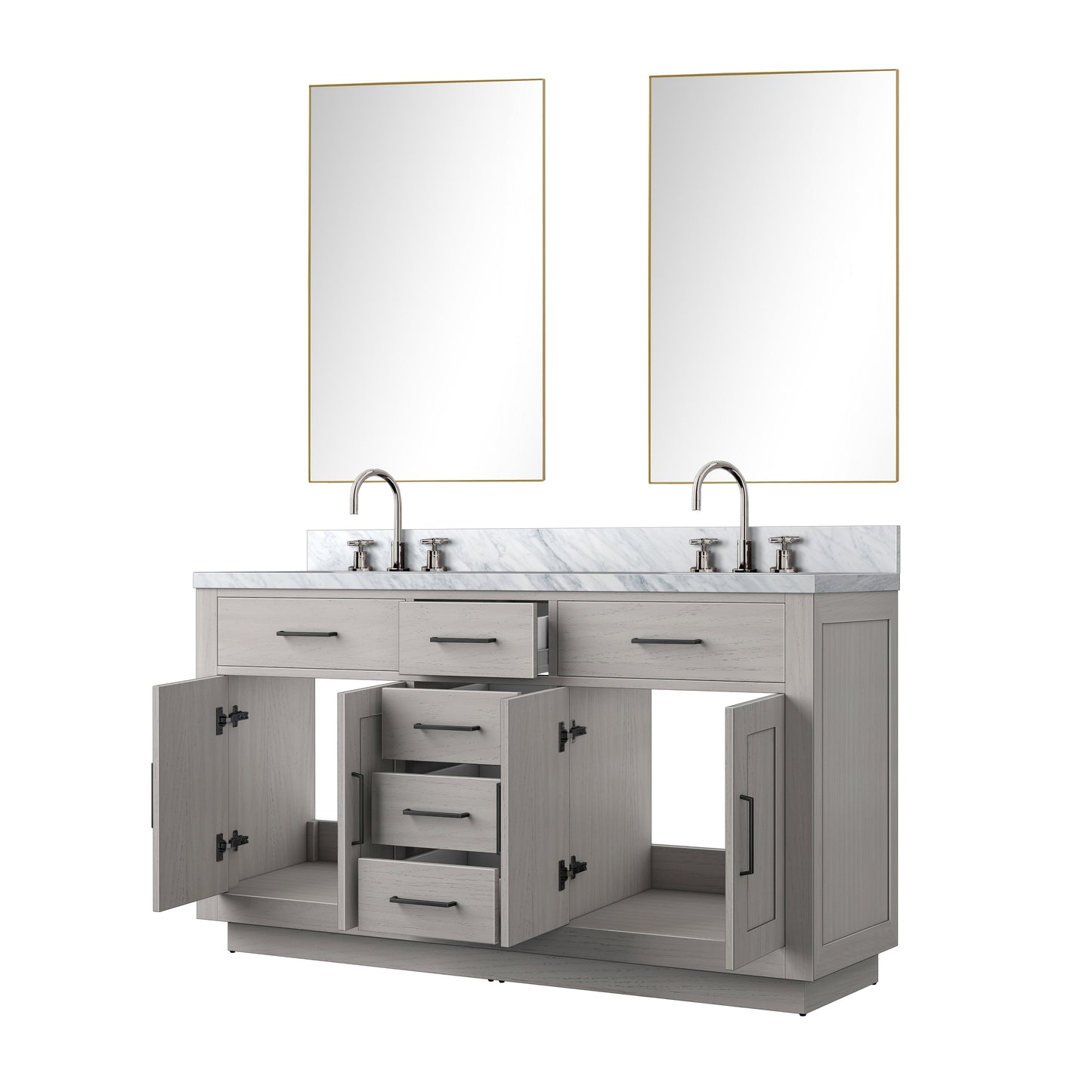 Abbey 60 in W x 22 in D White Oak Double Bath Vanity