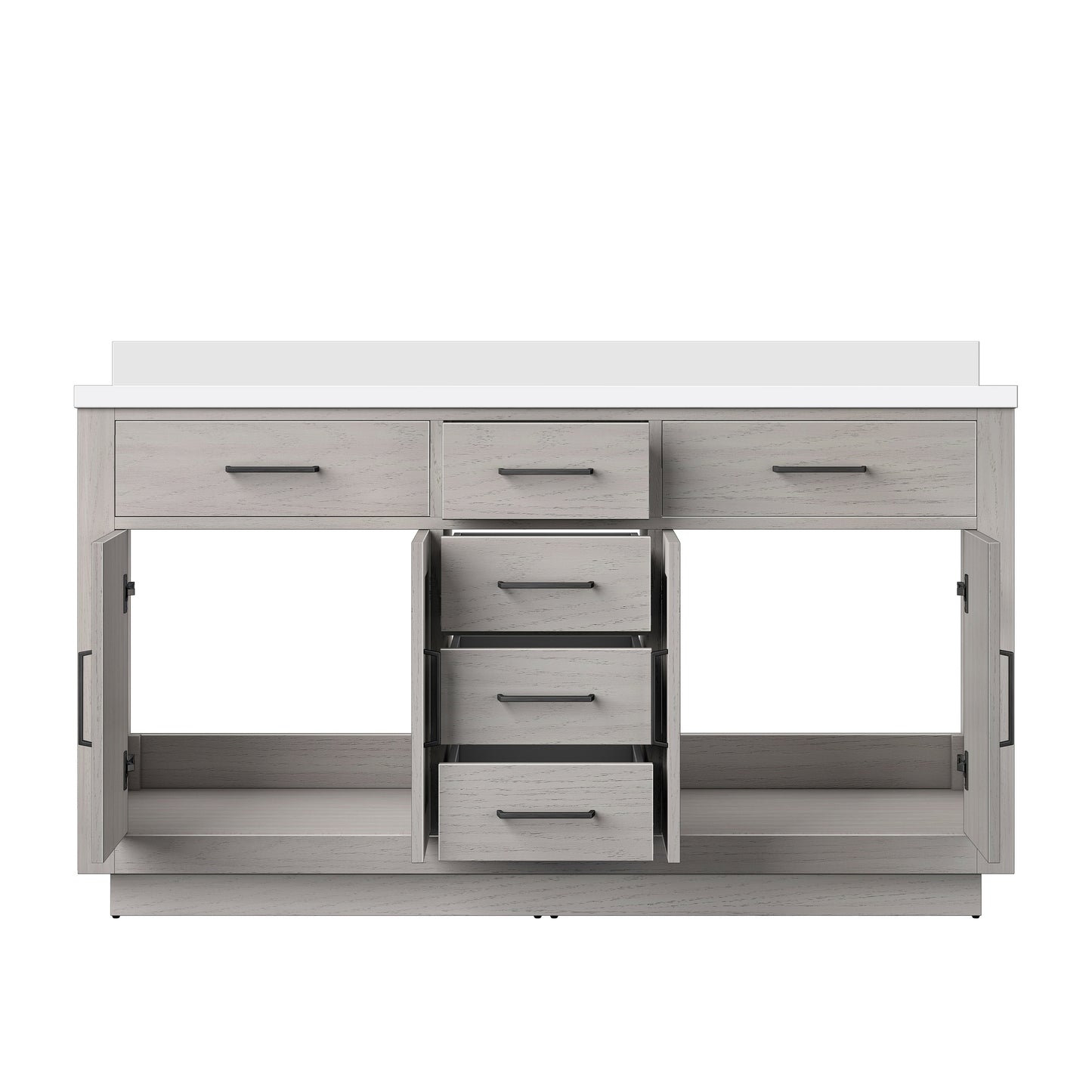 Abbey 60 in W x 22 in D White Oak Double Bath Vanity